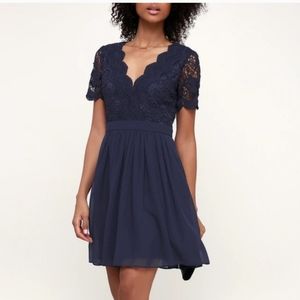 Lulu's navy blue lace top short dress sz XL